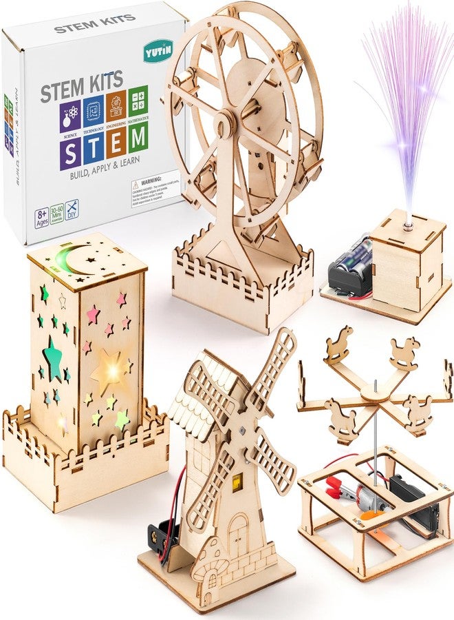 Yutin 5 Individual STEM Science Kits for Kids, Wood Arts and Craft Kits, STEM Toys for Boys Girls Age 8-12 8 10 12 13 14 Gift Idea, 3D Puzzles Building Engineering Model Set - Image 1
